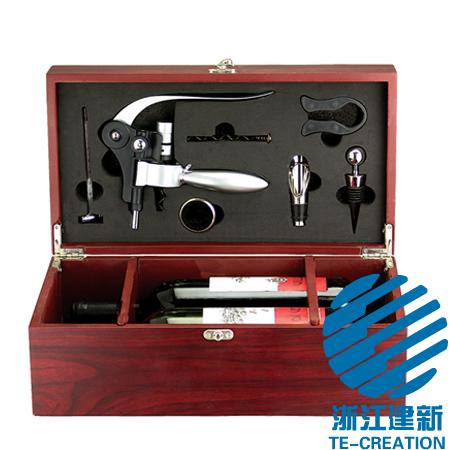 TC-BP28         wood (MDF) wine box with 7-pcs wine accessories
