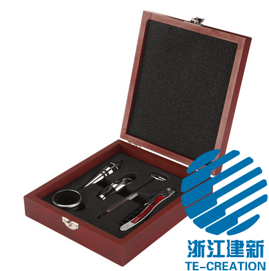 TC-B013    Wood (MDF)box  with 4-pcs Wine Accessories