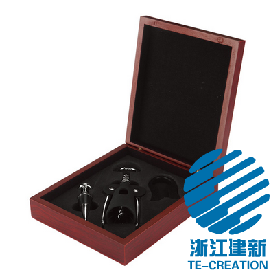 TC-B017  Wood (MDF)box  with 3-pcs wine accessories