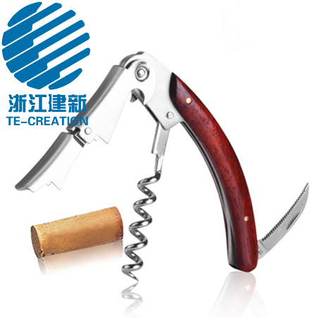 TC-C193B  Double Hinged ,Wood handle  Waiters Corkscrew