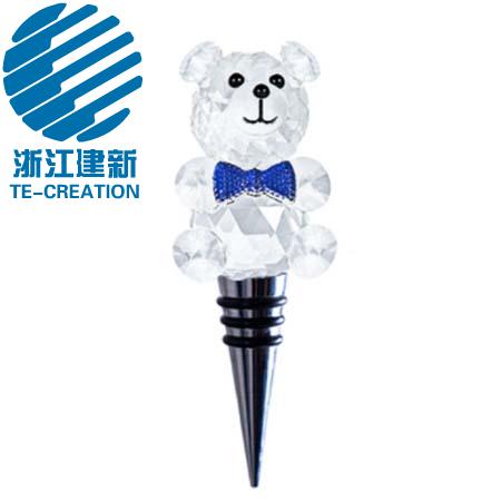 TC-S501  Crystal cute bear wine bottle stopper ,