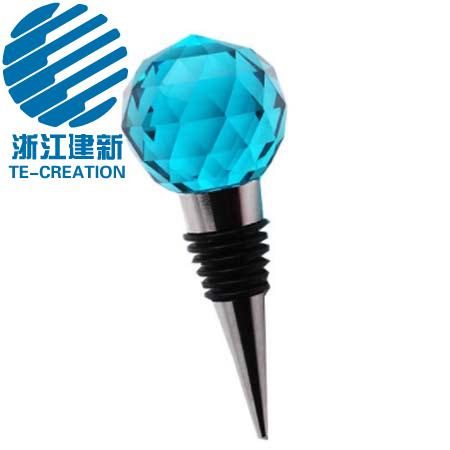TC-S6  Clear Engraved Crystal Wine Bottle Stopper , Diamonds shape
