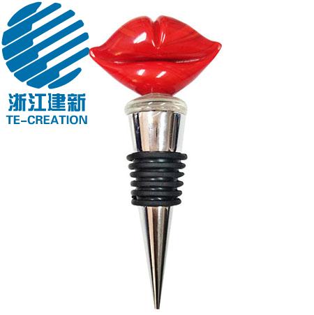 TC-S507   Glass Lip shape Wine Bottle Stopper for love
