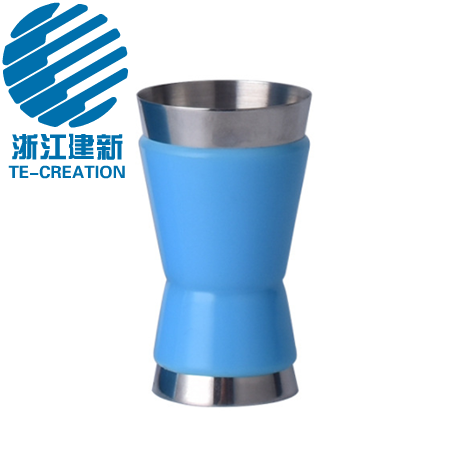 TCO-J1-5      Colorful 15ml/30ml S/S cocktail jigger with plastic Wrapped