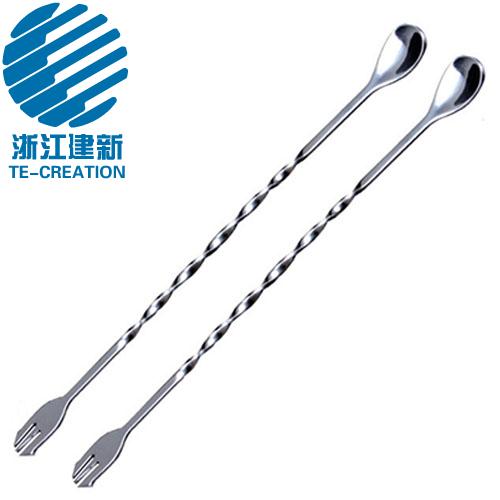TCO-B8-1    mixing spoon stainless steel professional cocktail bar spoon with fork