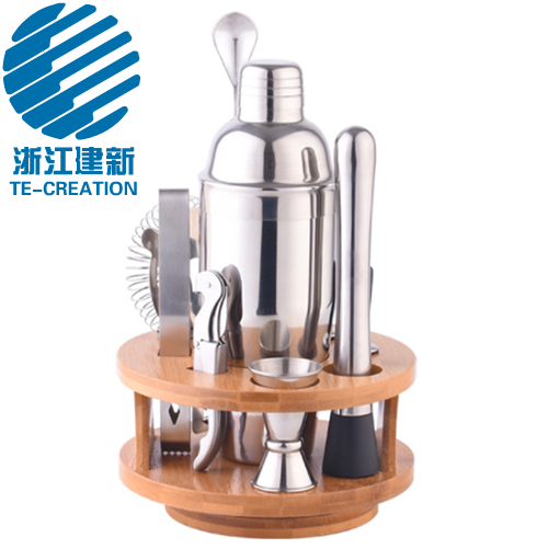 TC-70T9-1   9 piece 304 premium stainless steel silver cocktail shaker set