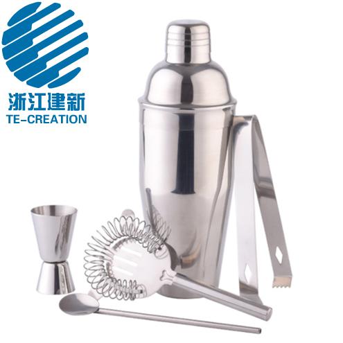 TC-70T5-1   silver shiny stainless steel 25oz shaker bar tool set cocktail