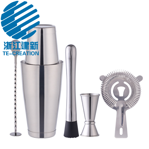 TC-80T5-6  Factory Direct 28oz metal boston cocktail shaker bar set stainless steel