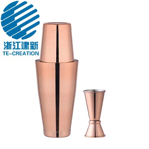 TC-80T2-1  800ml rose gold bar set boston cocktail shaker professional with Jigger